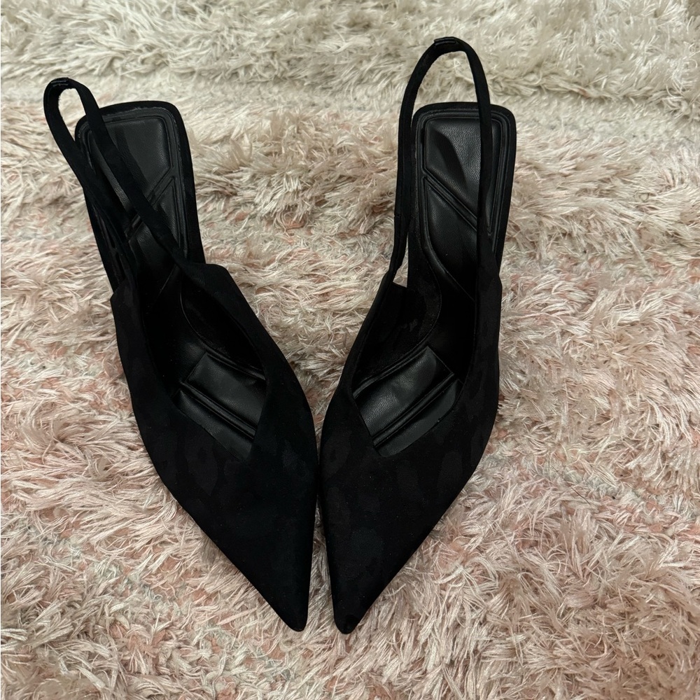 Black Zara sling back heels
